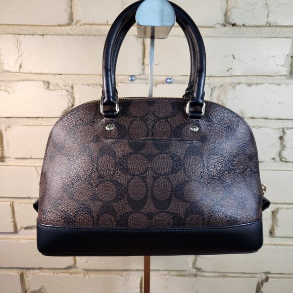 Like New Coach Signature C's Brown & Black Satchel Handbag Purse - Picture 3 of 14